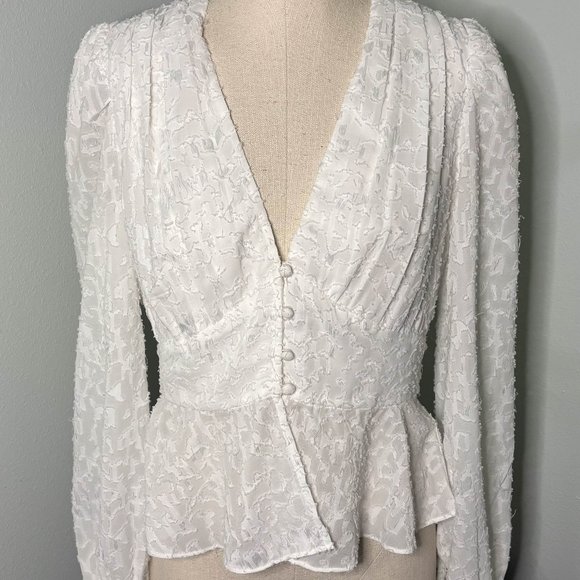 French Connection button down long sleeve devore blouse size 4 - Picture 2 of 16
